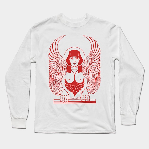 Lady Sphinx - red Long Sleeve T-Shirt by PharaohCloset